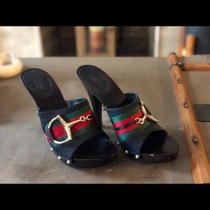 Gucci Black Monogram Mules!